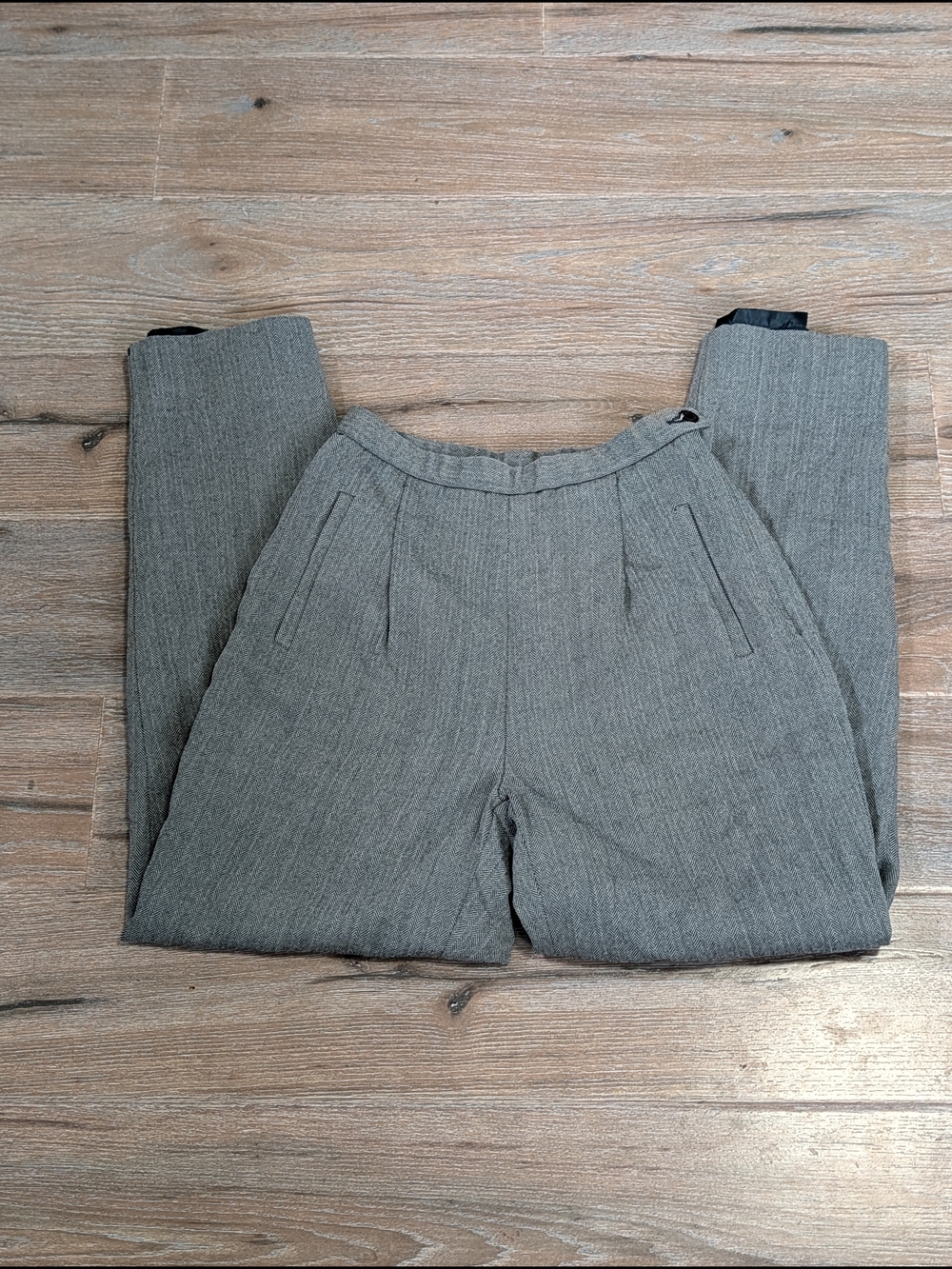 Vintage Pendleton Petite Wool Trousers /Slacks - Herringbone - Gray